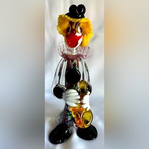 Vintage Murano AMBERINA Glass clown with Saxophone